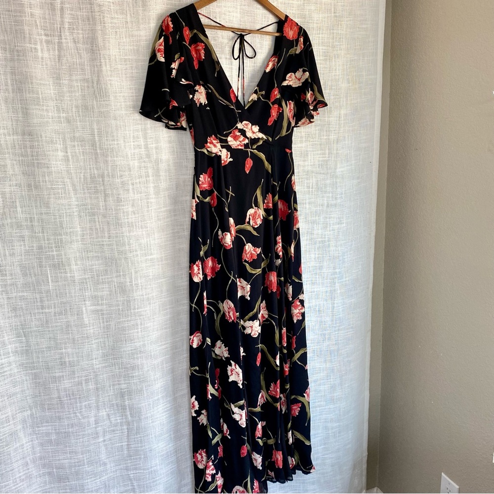 Revolve Privacy Please Backless Floral Wrap Maxi Dress